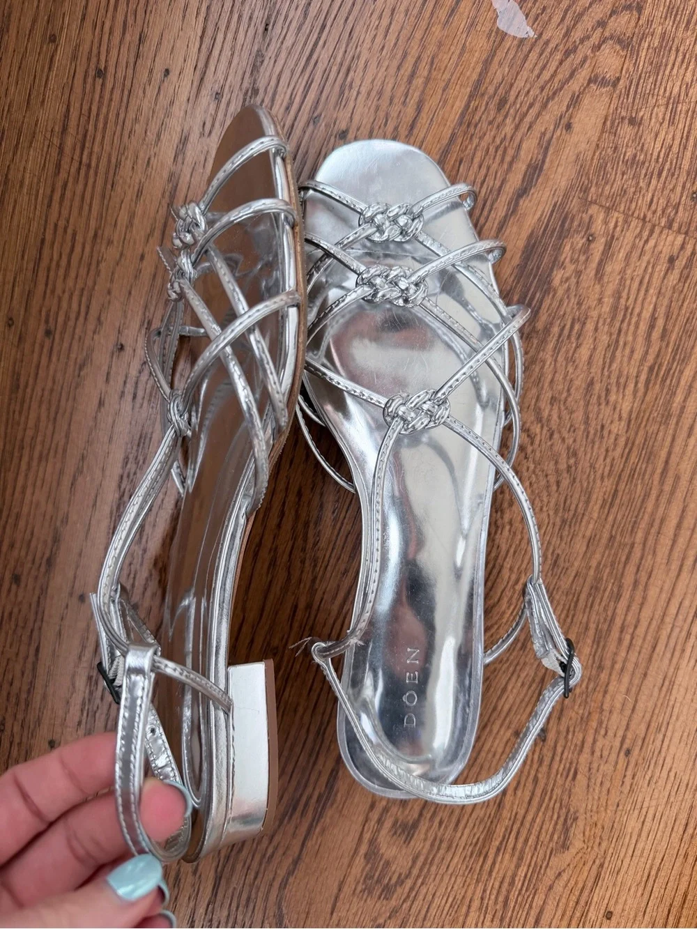 Silver metallic Strappy Doen sandals